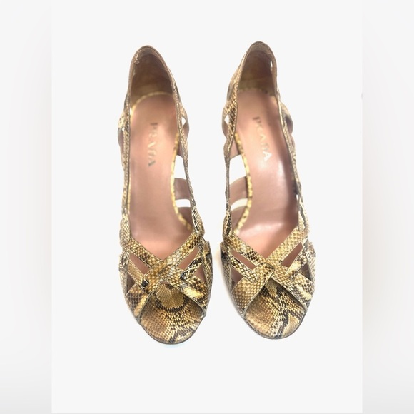 Prada Snakeskin Cage Open Toe Heels 37.5 - Picture 3 of 14